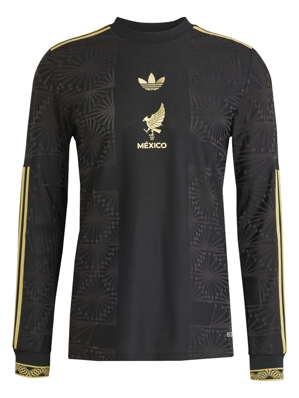 Brand New adidas Black and Gold México Long Sleeve Jersey
